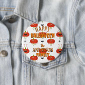 Badge Rond 10 Cm Citrouilles d'halloween mignonnes, araignée et mot (En situation)