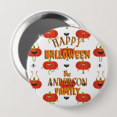 Badge Rond 10 Cm Citrouilles d'halloween mignonnes, araignée et mot (Devant & derrière)