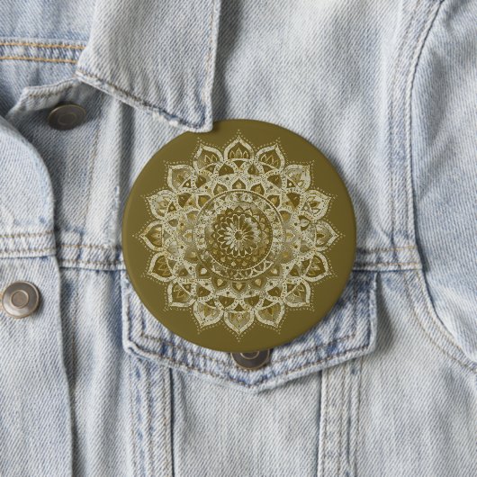 Badge Rond 10 Cm Classique Mandala Inde Style 4 (En situation)