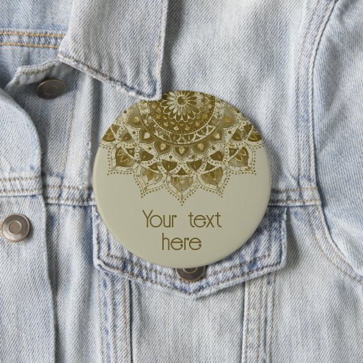 Badge Rond 10 Cm Classique Mandala Inde Style 4 (En situation)