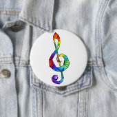 Badge Rond 10 Cm Clé de musique arc-en-ciel (En situation)