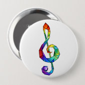 Badge Rond 10 Cm Clé de musique arc-en-ciel (Devant & derrière)