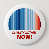 Badge Rond 10 Cm Climate Action Now ! Global Warming Stripes (Devant)