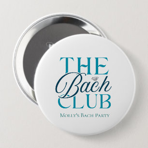 Badge Rond 10 Cm Club Bach Moderne Simple Fête de Bachelorette Bleu