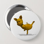 Badge Rond 10 Cm Cochon jaune Arabesque (Devant & derrière)