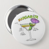 BADGE ROND 10 CM COCKTAIL MARGARITA RECIPE (Devant & derrière)