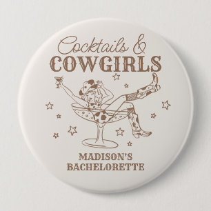 Badge Rond 10 Cm Cocktails Beige et Faveurs de Demoiselles d'Honneu