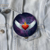 Badge Rond 10 Cm Coeur à ailes (En situation)