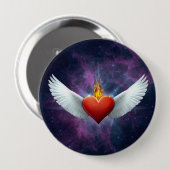 Badge Rond 10 Cm Coeur à ailes (Devant & derrière)