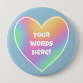 Badge Rond 10 Cm Coeur arc-en-ciel personnalisé (Devant)