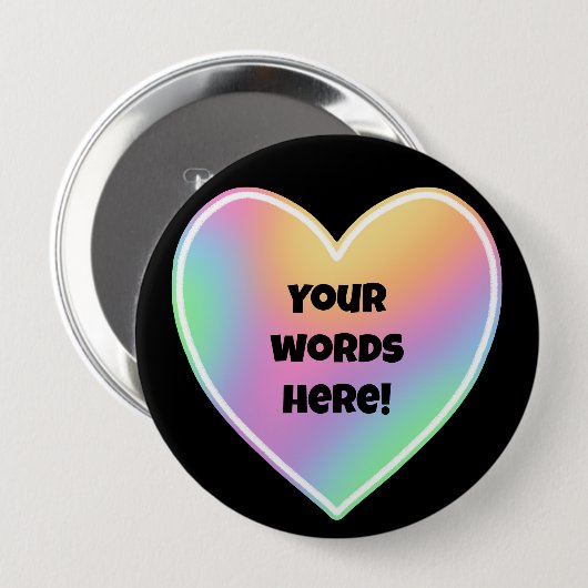 Badge Rond 10 Cm Coeur arc-en-ciel personnalisé (Devant & derrière)