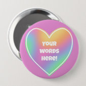 Badge Rond 10 Cm Coeur arc-en-ciel personnalisé (Devant & derrière)