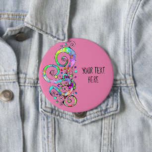 Badge Rond 10 Cm Coeur spiral Peint à la main 1