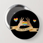 Badge Rond 10 Cm Coeurs mains Libres Maman Hugs | Rainbow LGBTQ Pri (Devant & derrière)