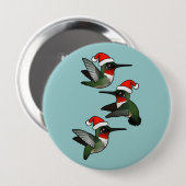 Badge Rond 10 Cm Colibri à gorge rubis de Noël (Devant & derrière)
