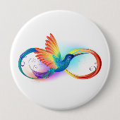 Badge Rond 10 Cm Colibri arc-en-ciel avec symbole Infinity (Devant)