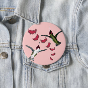 Badge Rond 10 Cm Colibris Grunge Cœurs avec Ailes