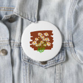 Badge Rond 10 Cm Conception florale rustique sur fond marron (En situation)