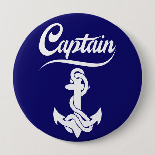 Badge Rond 10 Cm Conception nautique d'ancre de voilier capitaine