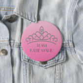Badge Rond 10 Cm Concours rose et argent Tiara Support / Équipe (En situation)