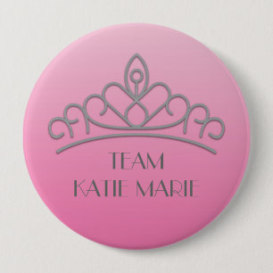 Badge Rond 10 Cm Concours rose et argent Tiara Support / Équipe