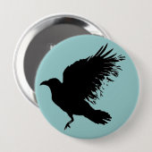 Badge Rond 10 Cm Corbeau - noir (Devant & derrière)