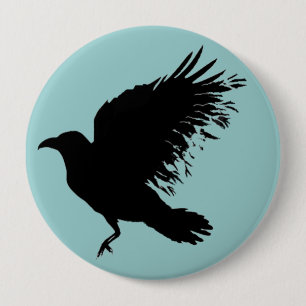 Badge Rond 10 Cm Corbeau - noir