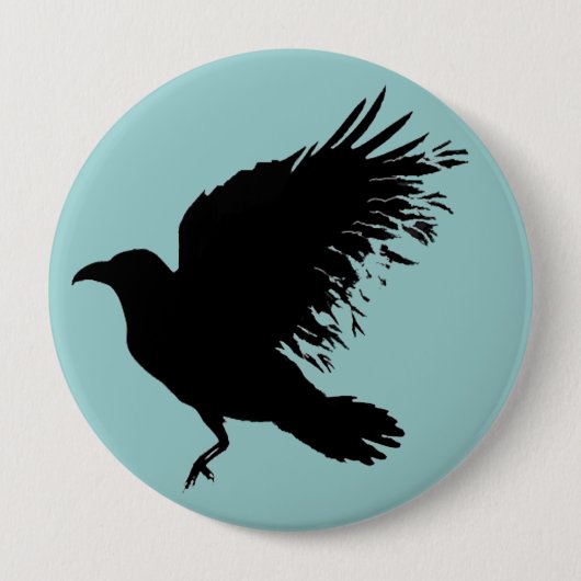 Badge Rond 10 Cm Corbeau - noir (Devant)