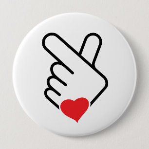 Badge Rond 10 Cm Corée v doigt, wave ou main coréenne. J'ai une p