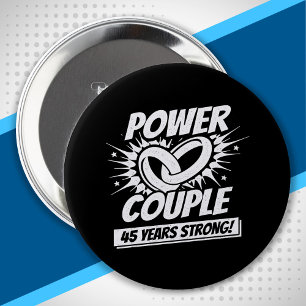 Badge Rond 10 Cm Couple Marié 45 Ans - 45e Anniversaire de Mariage