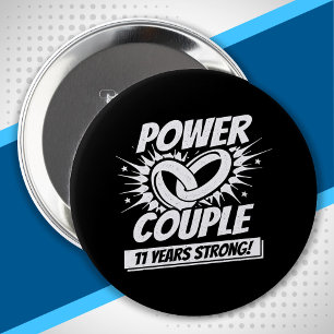 Badge Rond 10 Cm Couple Married 11 Years - 11th Wedding Anniversary