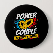 Badge Rond 10 Cm Couple Married 12 Years - 12 Wedding Anniversary (Devant)