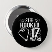 Badge Rond 10 Cm Couples mariés 17 ans (Devant & derrière)