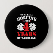 Badge Rond 10 Cm Couples mariés 4 ans drôle 4e anniversaire (Devant)