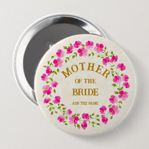 Badge Rond 10 Cm Couronne de fleurs rose élégante pour la mère de l