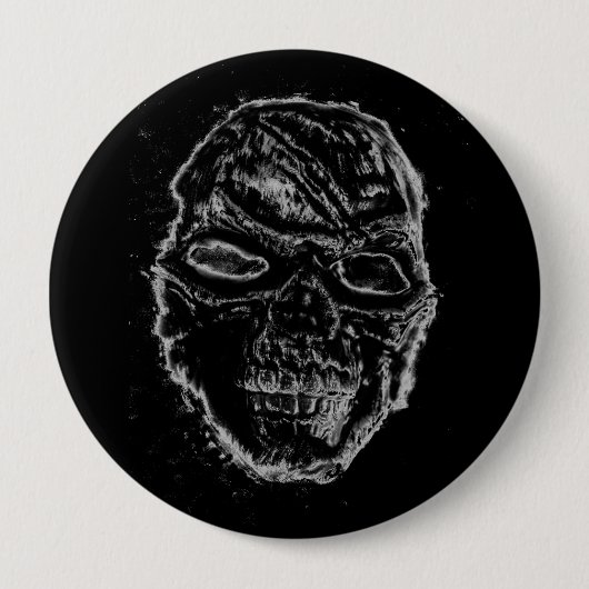 Badge Rond 10 Cm Crâne noir (Devant)