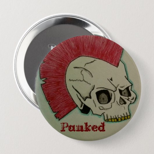 Badge Rond 10 Cm Crâne punk (Devant & derrière)
