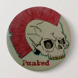 Badge Rond 10 Cm Crâne punk