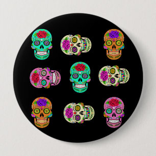 Badge Rond 10 Cm Crânes à sucre