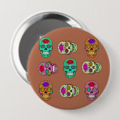 Badge Rond 10 Cm Crânes à sucre (Devant & derrière)