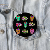 Badge Rond 10 Cm Crânes de Sucre (En situation)