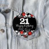 Badge Rond 10 Cm Crânes et fleurs (En situation)