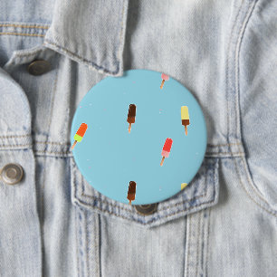 Badge Rond 10 Cm Crème glacée à la sauce sur le bleu