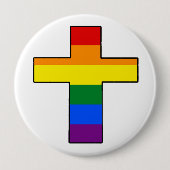 Badge Rond 10 Cm Croix arc-en-ciel (Devant)