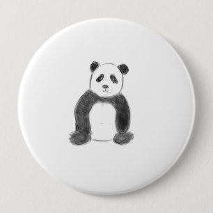 Badge Rond 10 Cm Croquis de panda en noir et blanc