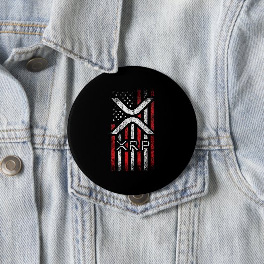 Badge Rond 10 Cm Crypto Devise - XRP Cryptomonnaie Drapeau américai (En situation)
