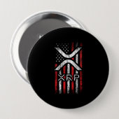 Badge Rond 10 Cm Crypto Devise - XRP Cryptomonnaie Drapeau américai (Devant & derrière)
