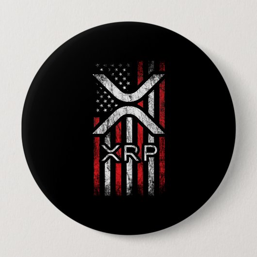 Badge Rond 10 Cm Crypto Devise - XRP Cryptomonnaie Drapeau américai (Devant)