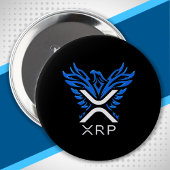 Badge Rond 10 Cm Cryptomonnaie XRP Crypto Logo Blue Rising Phoenix