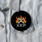 Badge Rond 10 Cm Cryptomonnaie XRP Crypto Orange Flames Flammes Fla (En situation)